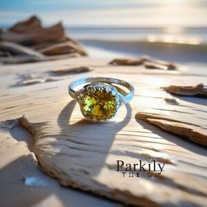 Handcrafted sparkly ring made with light topaz (yellow) Swarovski crystal